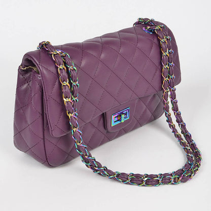 Quilted Hologram Chain Shoulder Bag