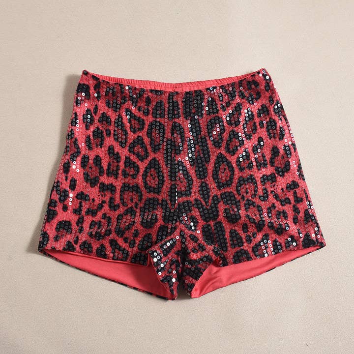 Leopard sequined party shorts