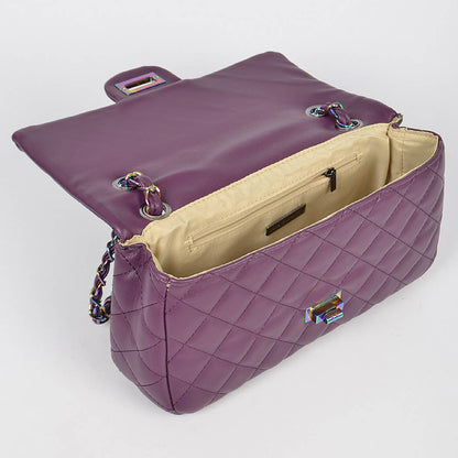 Quilted Hologram Chain Shoulder Bag