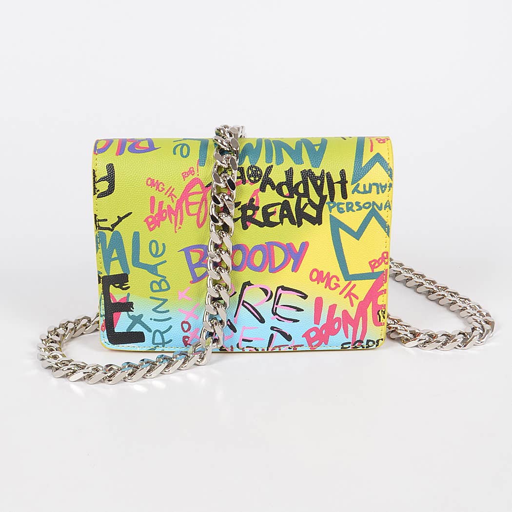 Oversized Chain Graffiti Cross Body Bag
