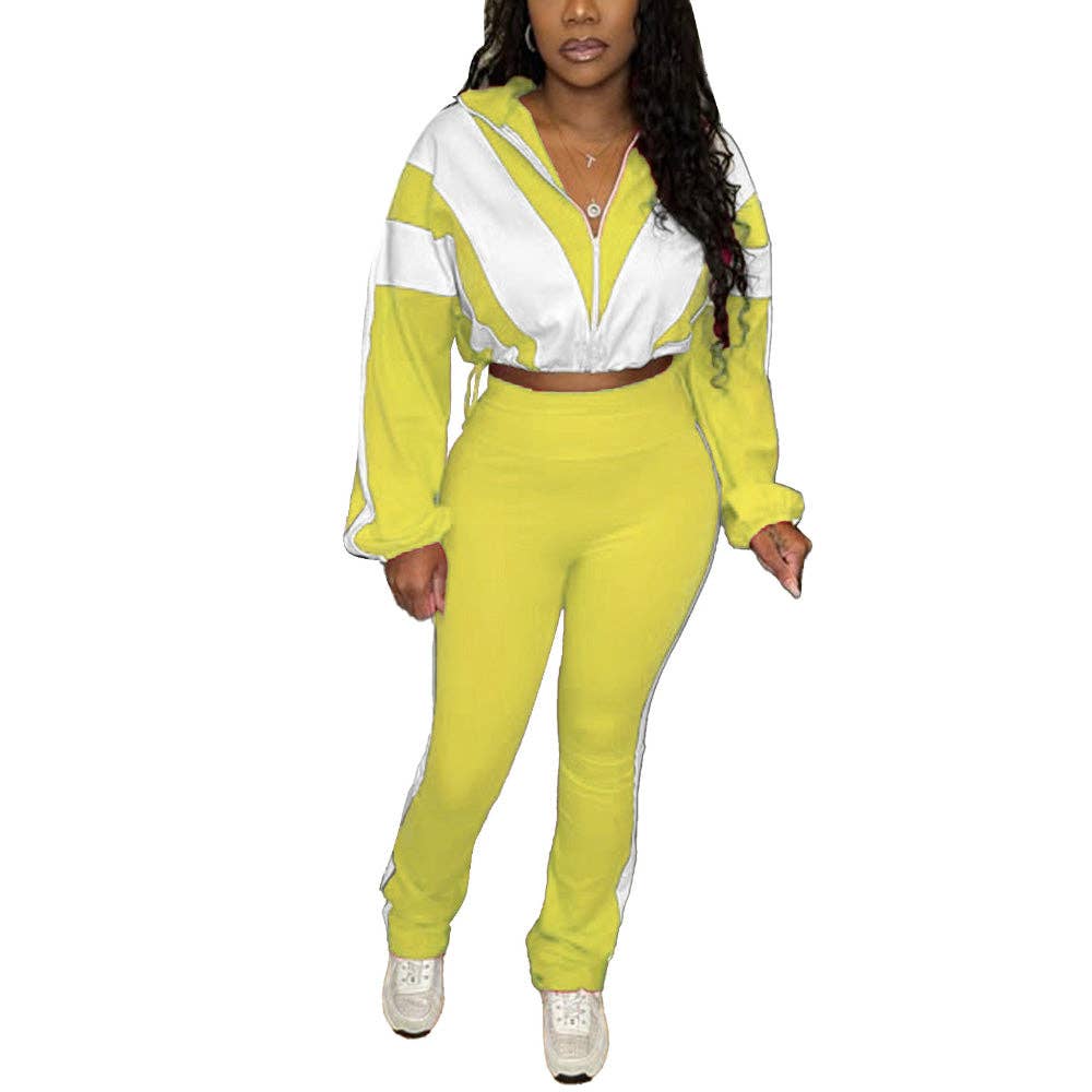 EVERY FASHION Zip-Up Crop Jacket & High-Waist Jogger Set HR25015